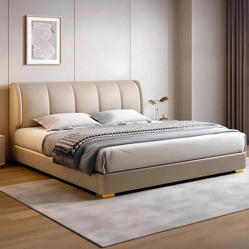 掌上明珠钢琴键床现代简约榉木床高箱储物薄床头小户型主卧实木床