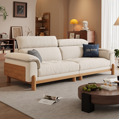 掌上明珠易安亭阁佛山新款日式现代简约原木风布艺沙发客厅小户型