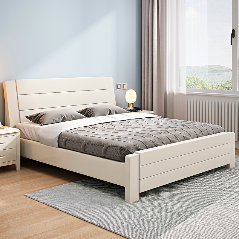 掌上明珠实木床现代简约白色卧室单人1.8双人主卧儿童床1米35静音