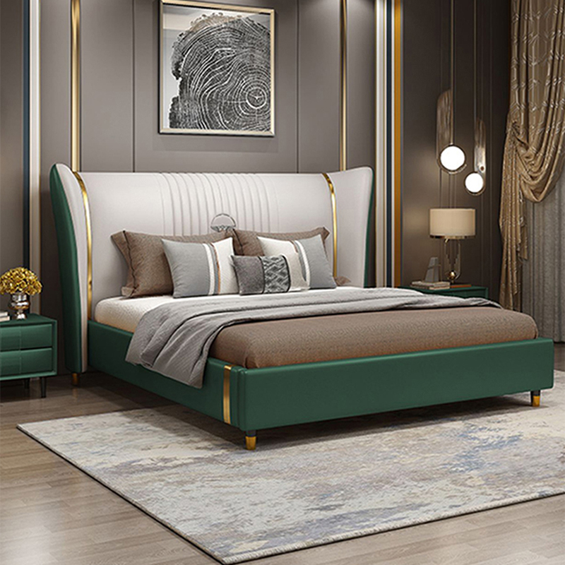 掌上明珠1.8米实木皮艺轻奢真皮床 主卧高级婚床可升降储物床网红