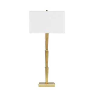 美式步步高升方锥形金箔台灯/金箔麻布灯罩台灯/东莞灯具