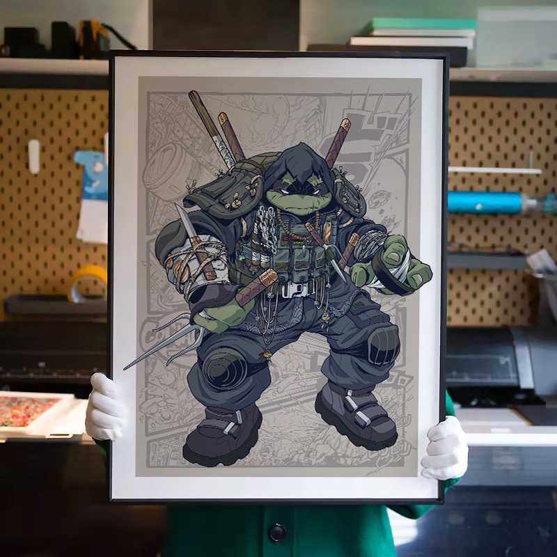 忍者神龟卡通二次元漫画斯莱德的复仇装饰画工作室趣味客厅挂画