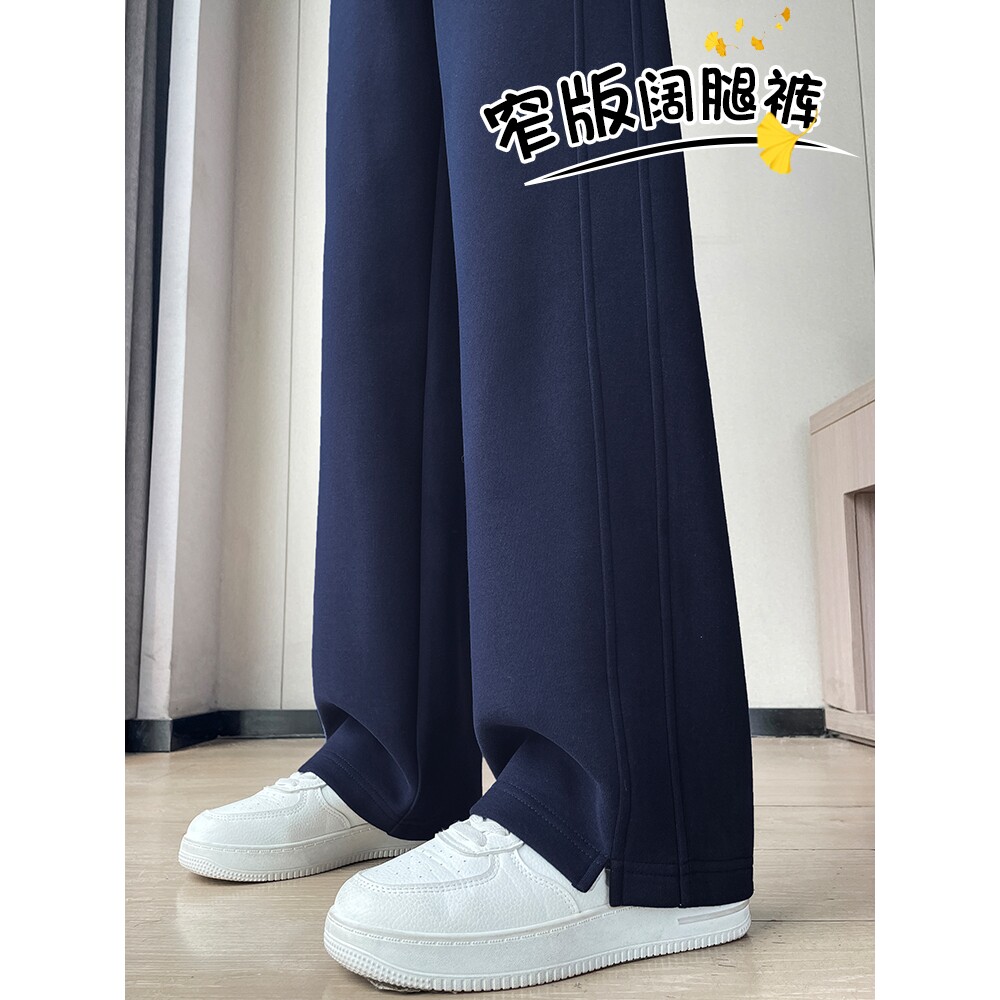 藏青色运动裤女2025新款春秋夏直筒藏蓝色卫裤小个子香蕉休闲裤子