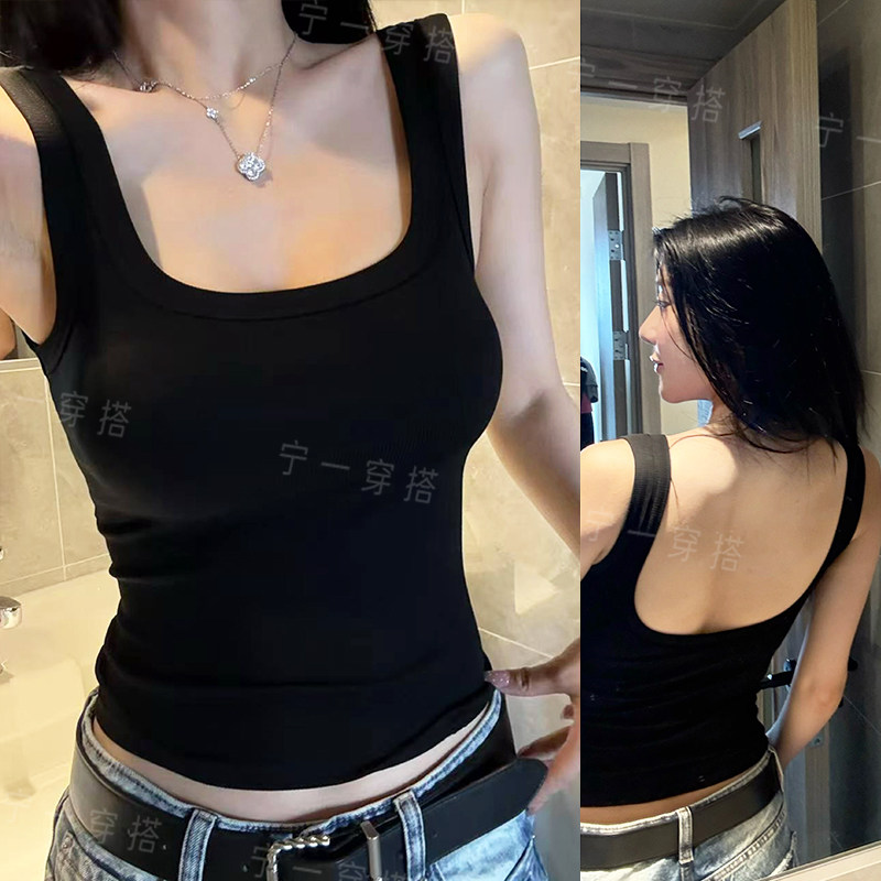 NY6010露背宽肩带背心女夏外穿美背吊带辣妹风宁一带胸垫显瘦上衣