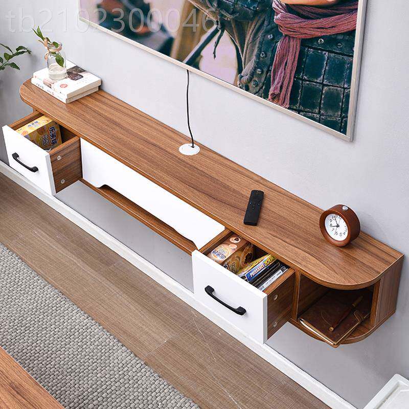 代实木窄电视柜壁挂式机简约现悬挂墙上IDR卧室小户型锦悬空顶盒