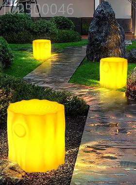 led庭院子木头凳WFW创树桩凳子发光七意彩遥控塑料椅子花吧园装饰