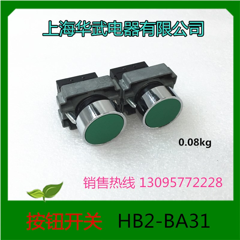 上海华武 按钮开关 自复位 1常开 绿色 BH2(NP2)-BA31 BE101