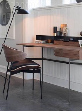 北欧咖啡厅黑色真GD11612皮椅子代休简约现复古闲商业主餐厅伊题