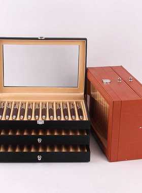 现货 钢笔盒36支皮制钢笔展示盒36位PU钢笔收纳盒文具盒代发