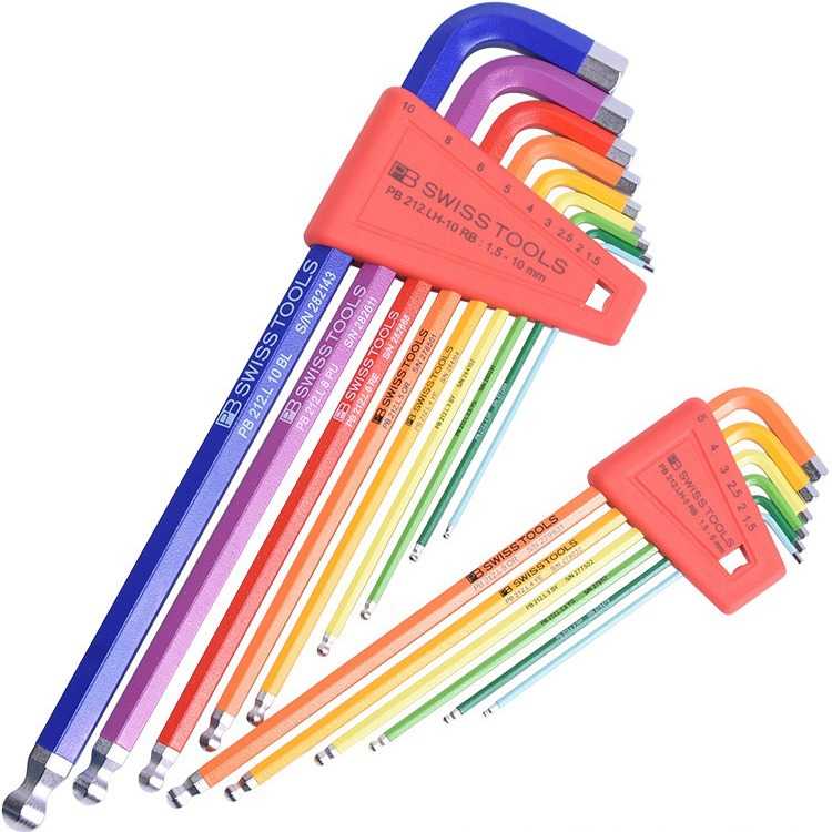 ERGOSTAR 彩色内六角扳手夜光SB369E9F 41484彩虹球头六角匙加长