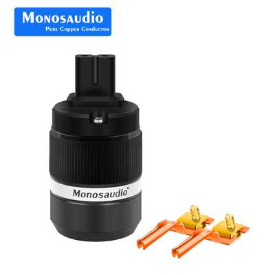 Monosaudio F180 99.998％纯铜镀金/铑IEC连接器交流电源线连接器