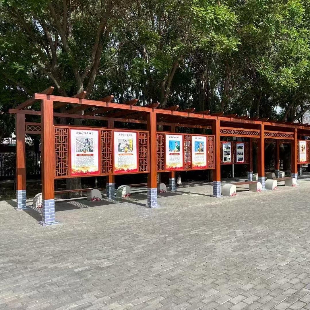 不锈钢宣传栏公告栏户外景观小品廊架标识村牌价值观铁艺精神堡垒