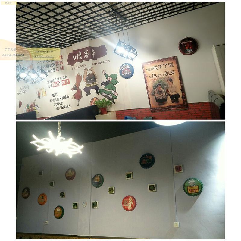 创意复古啤酒瓶盖餐厅默认OPRW网红面装件遮丑工业风墙民宿饰背景
