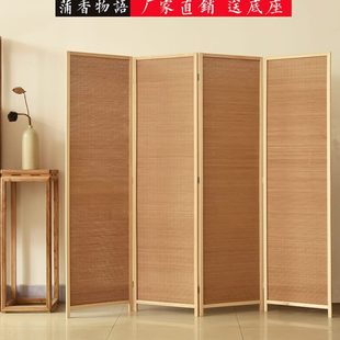 办公室入户隔断客厅移动酒店竹编实木屏风 简约现代玄关折叠新中式