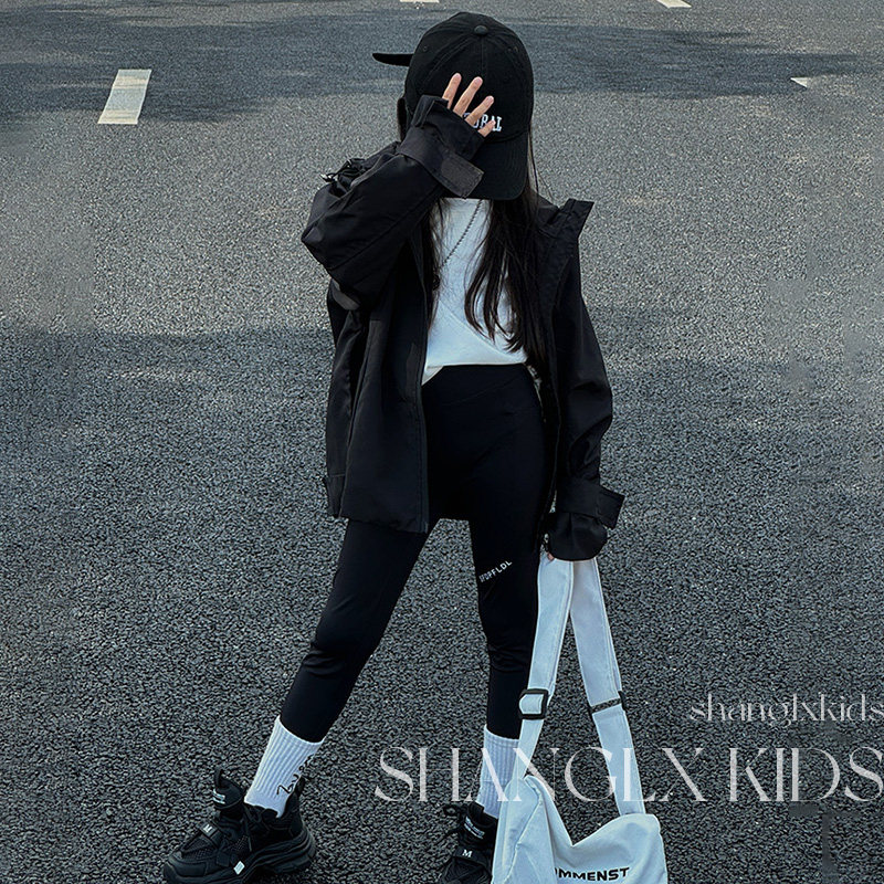 女童冲锋衣秋款瑜珈裤子套装儿童2025新款童装小女孩洋派时髦外套