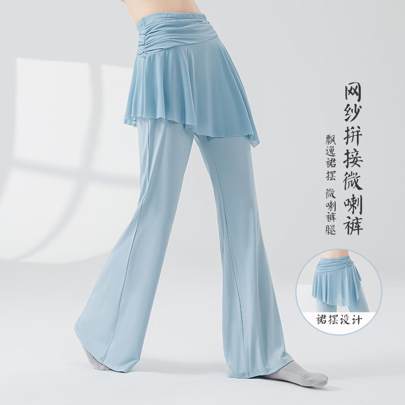 艾舞尔古典舞蹈裤女新款成人网纱拼接形体艺考演出练功裤飘逸裙裤
