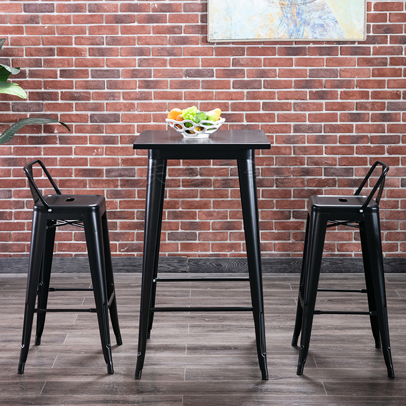 长方形铁艺c长条桌金属靠墙不锈钢吧台桌阳台户外高脚桌简约酒吧