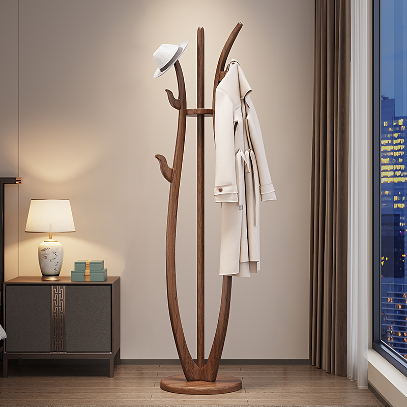 全实木衣架落地挂衣架卧室家用简易衣帽架房间立式挂衣服架子神器