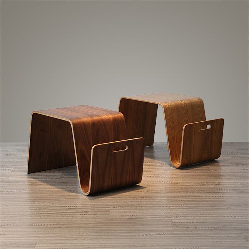 欧式实木个性现代时尚简约创意家居 丹麦小户型储物曲木茶几边几