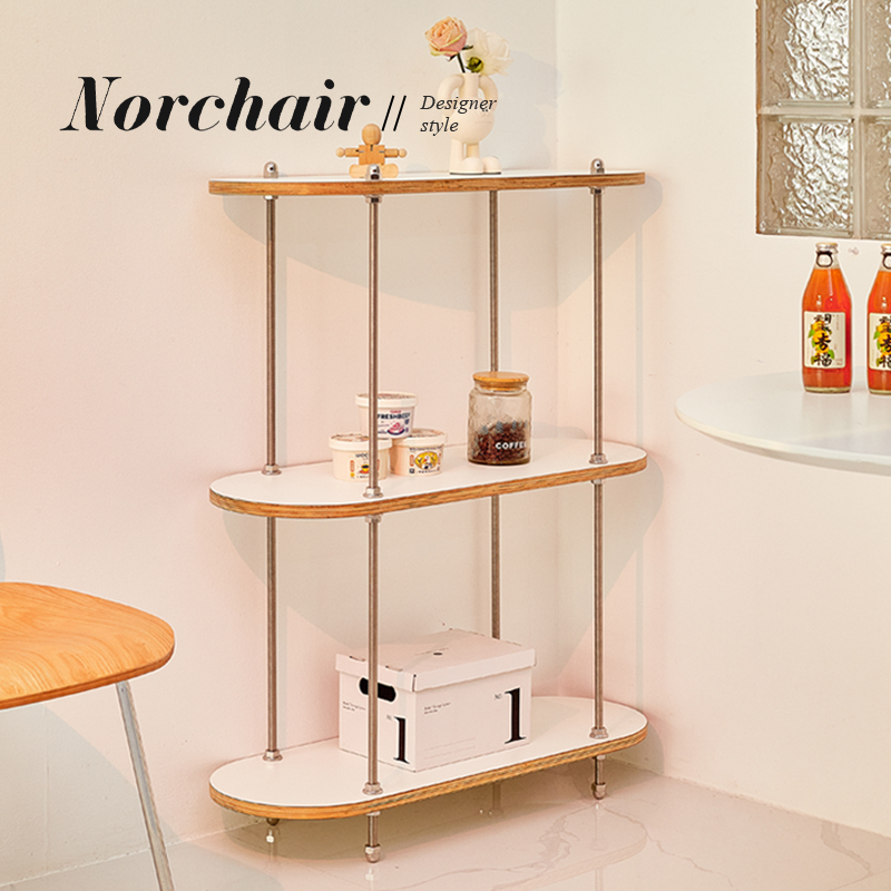 Norchair北欧实木落地置物架小户型卧室书架简约客厅多层收纳架子