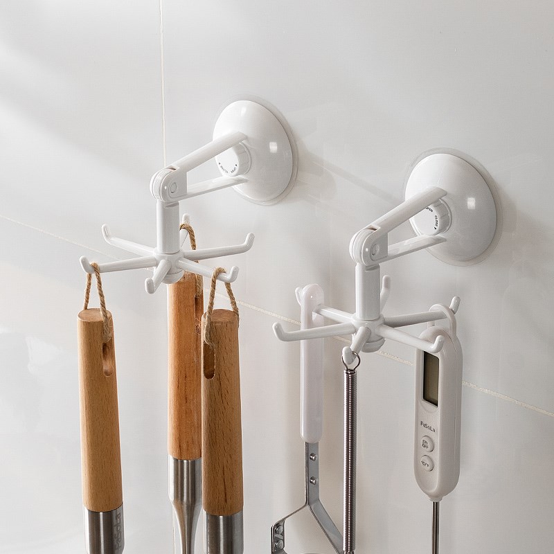 日本旋转挂钩免打孔墙壁粘胶挂架厨房锅铲子勺子收纳架厨具置物架