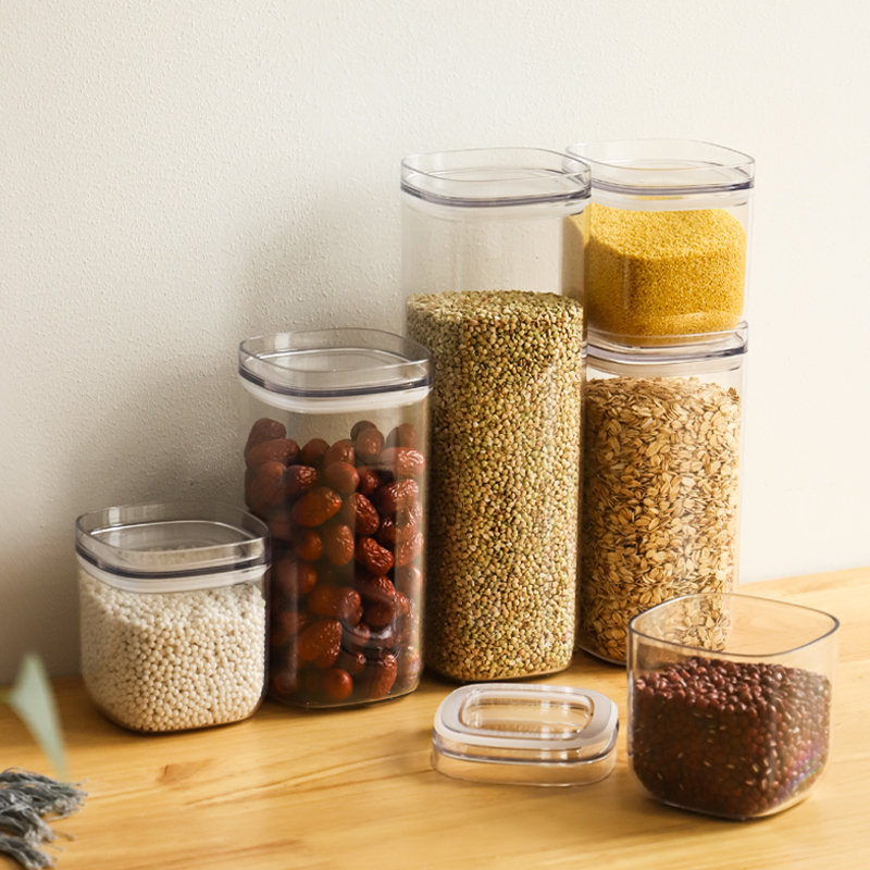 食品级防潮五谷密封罐圆形塑料茶叶咖啡豆粉收纳厨房大米黄豆存储