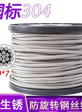 304不锈钢防旋转钢丝绳19*7柔软吊机起重电动葫芦不缠绕吊车钢绳