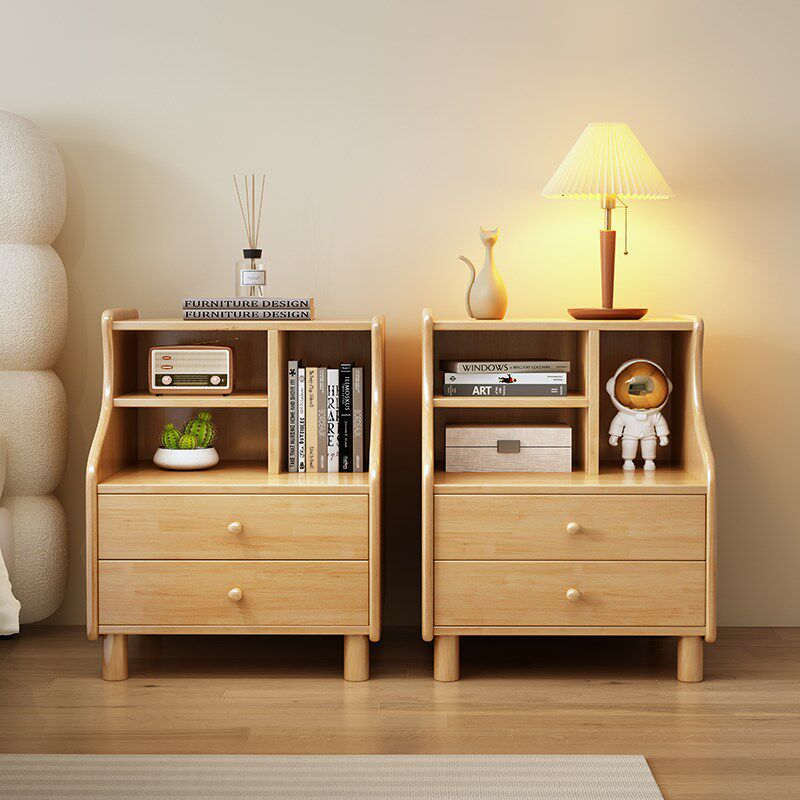 轻奢高级感床头柜三抽屉实木床边柜子置物架40cm宽边柜卧室储物柜