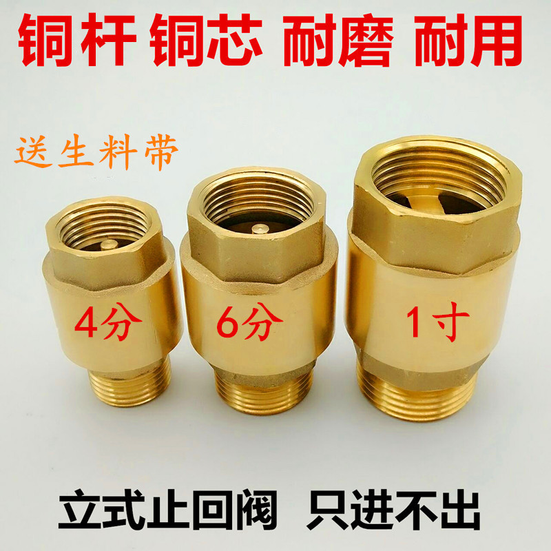 黄铜立式止回阀自来水管道水表水泵止逆阀4分6分1寸内外丝单向阀