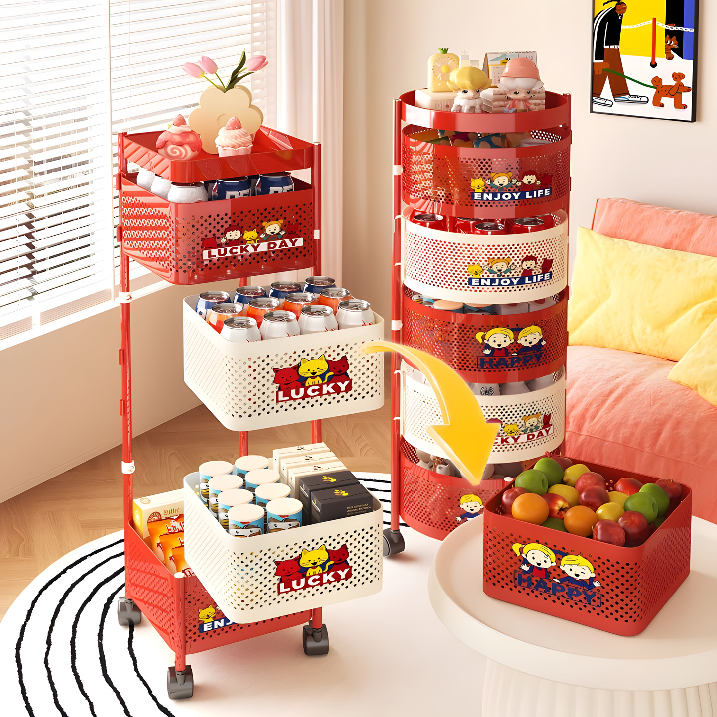 零食收纳箱高颜值客厅推车置物架