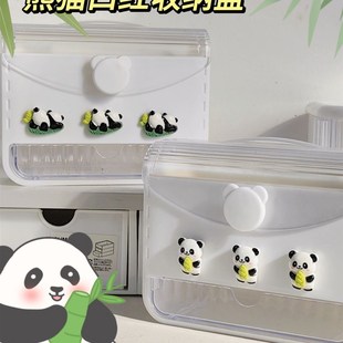 熊猫口红收纳盒防尘可爱口红收纳防尘带盖杨树林专用唇釉收纳盒