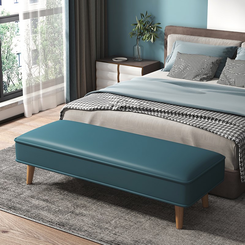 床尾凳卧室床边凳床榻床尾沙发脚踏凳长条凳科技布床前凳简约实木