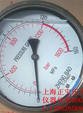 YN150BF  160Mpa/1600bar  全不锈钢耐震压力表 上海正宝压力表厂