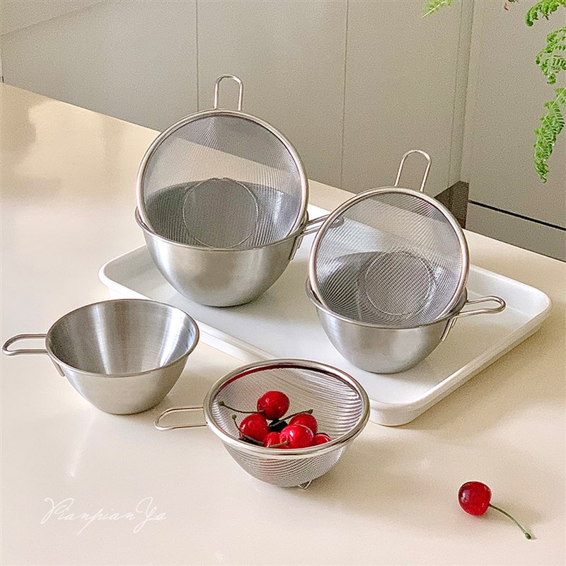 不锈钢带手柄打蛋碗沙拉盆烘焙工具多规格家用厨房洗芝麻红豆神器