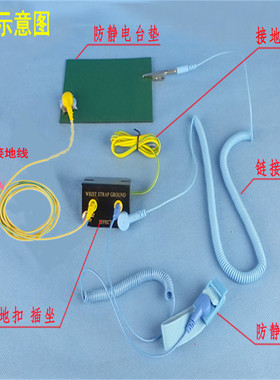 电子厂防静电套装ESD多工位防静电手腕带L型接地插座接地线