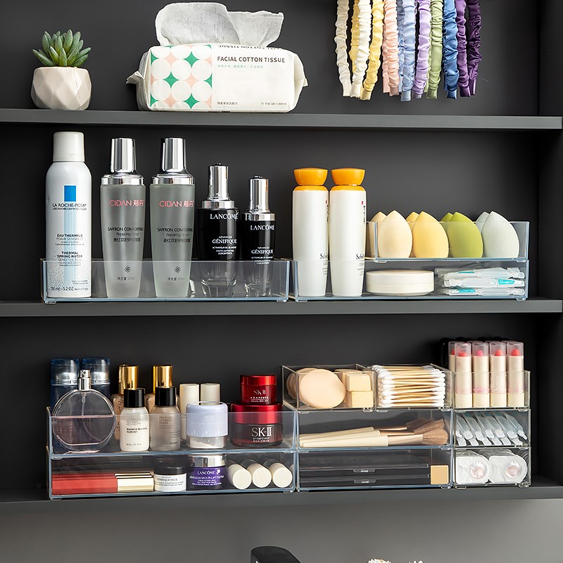 卫生间镜柜收纳盒透明厕所内面膜口红盒子浴室化妆品护肤品置物架
