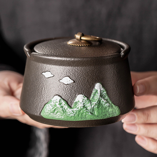 陶瓷烟缸大容量客厅轻奢办公会客潮流烟缸 粗陶烟灰缸家用复古中式