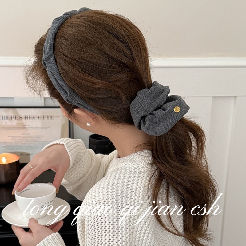 复古针织褶皱字母褶皱大肠发圈