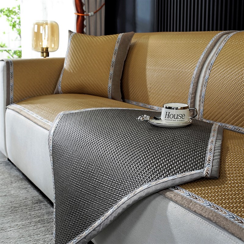 夏季凉感藤席沙发垫20新款高级感防滑沙发坐垫子竹席沙发盖布巾