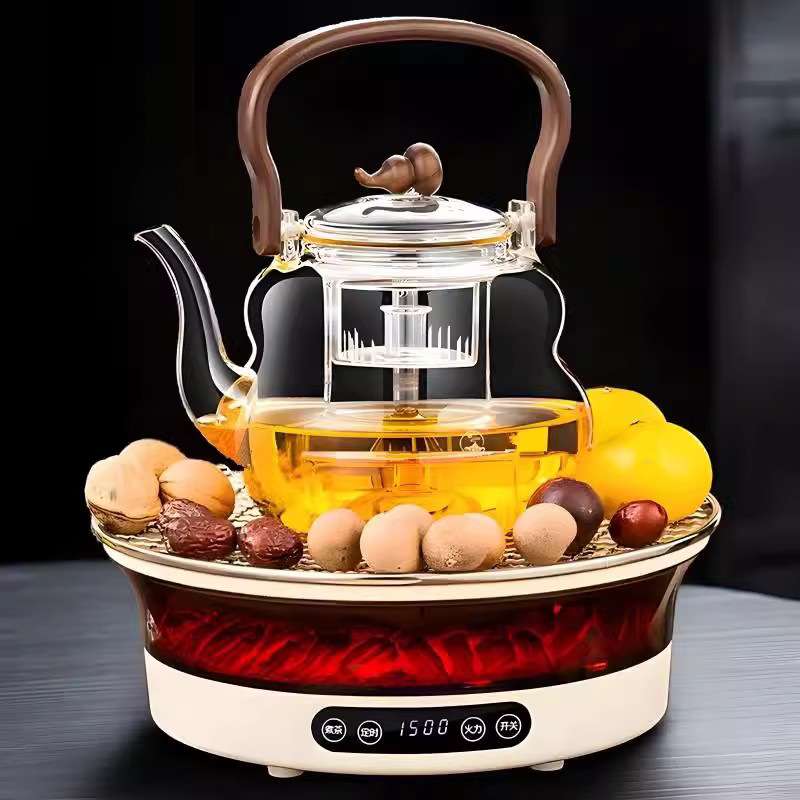 冬日围炉煮茶器具全套家用室内多功能电陶炉仿真火焰煮茶炉烧水壶