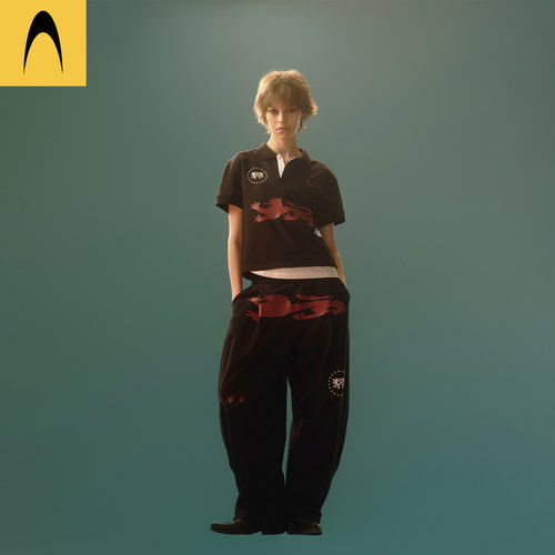 Anomalies Department叠穿假两件印花Polo衫短袖T恤男女