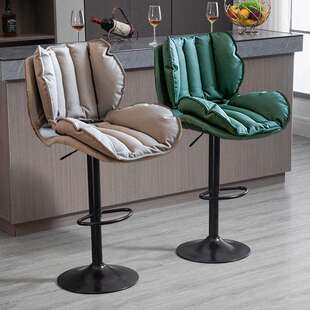 酒吧椅收银台高椅子吧台椅家用轻奢高脚凳 升降旋转靠背吧台凳