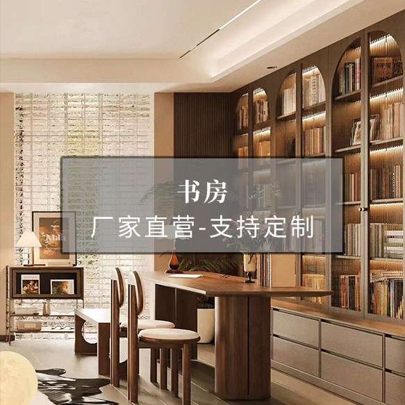 书房现代简约柜高柜靠墙一体客厅餐厅储物柜厨房橱柜酒柜书柜实木