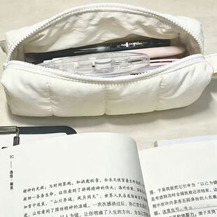 小红书同款白色奶fufu面包笔袋学生ins风高颜值大容量多层文具袋