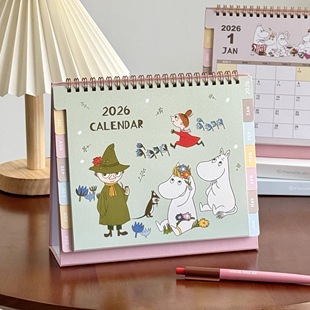 2026年新款姆明家族日历站立式台历创意月计划打卡记事本桌面摆件