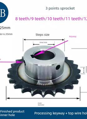 3点炼轮精齿内孔06B8齿9齿10齿11齿12齿内孔8/10/12齿/T