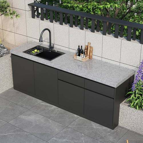 【包安装】花岗岩户外操作台庭院洗菜池别墅花园水吧台一体储物柜