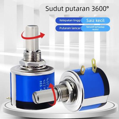 MOD534精密多圈线绕电位器1K2K 5K 10K20K50K100K可调配刻度旋钮