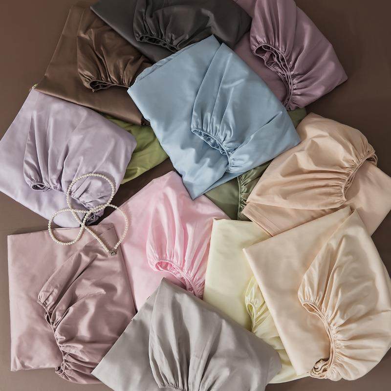 60支长绒棉单品床笠简约纯色四季可用透气床罩席梦思床垫保护套