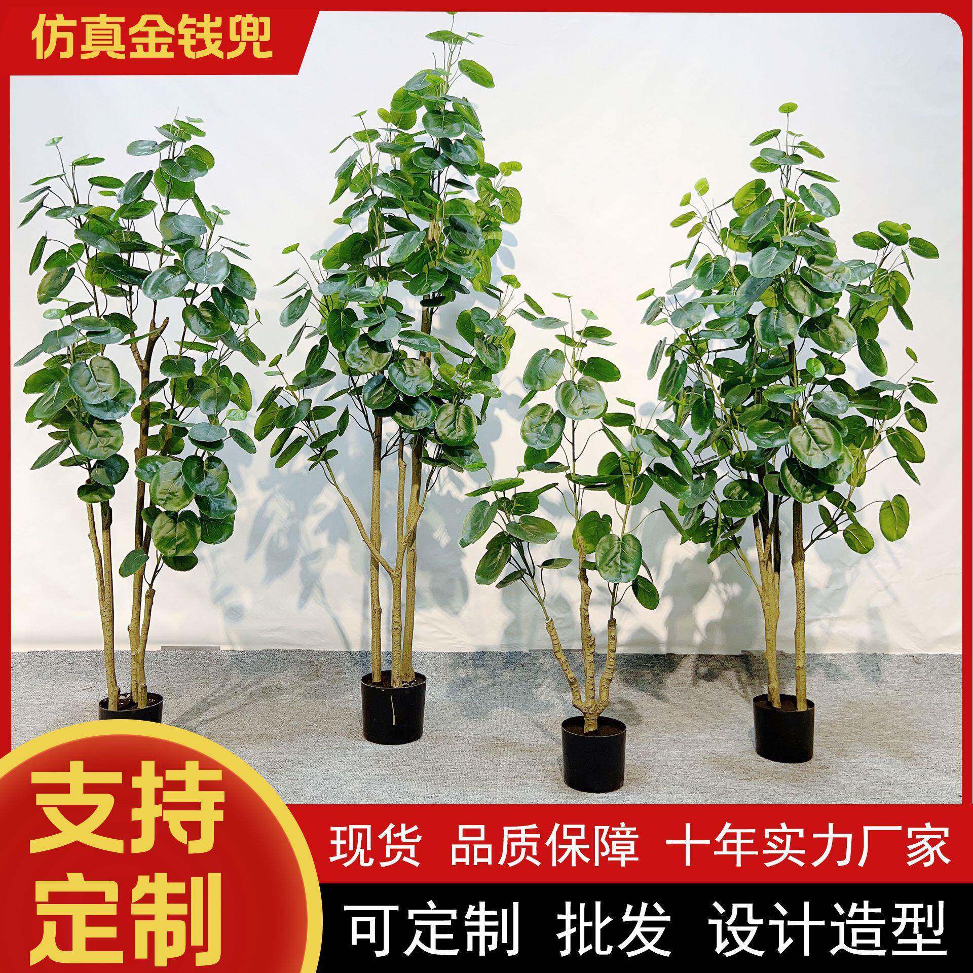 现货仿真金钱兜 酒店家庭室内落地仿真盆栽 装饰摆件仿真植物厂家